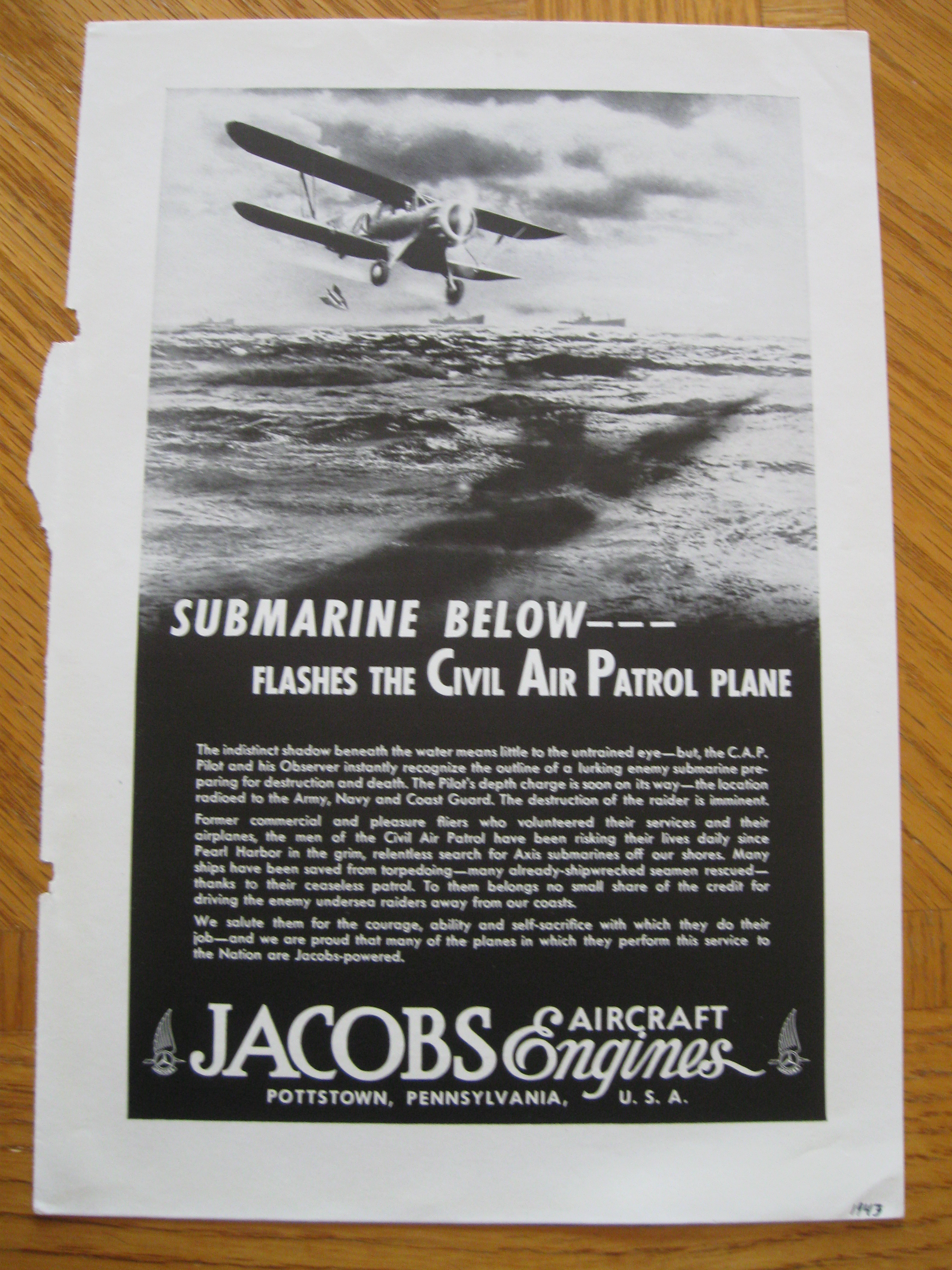 Jacobs Engines ad from a 1943 National G