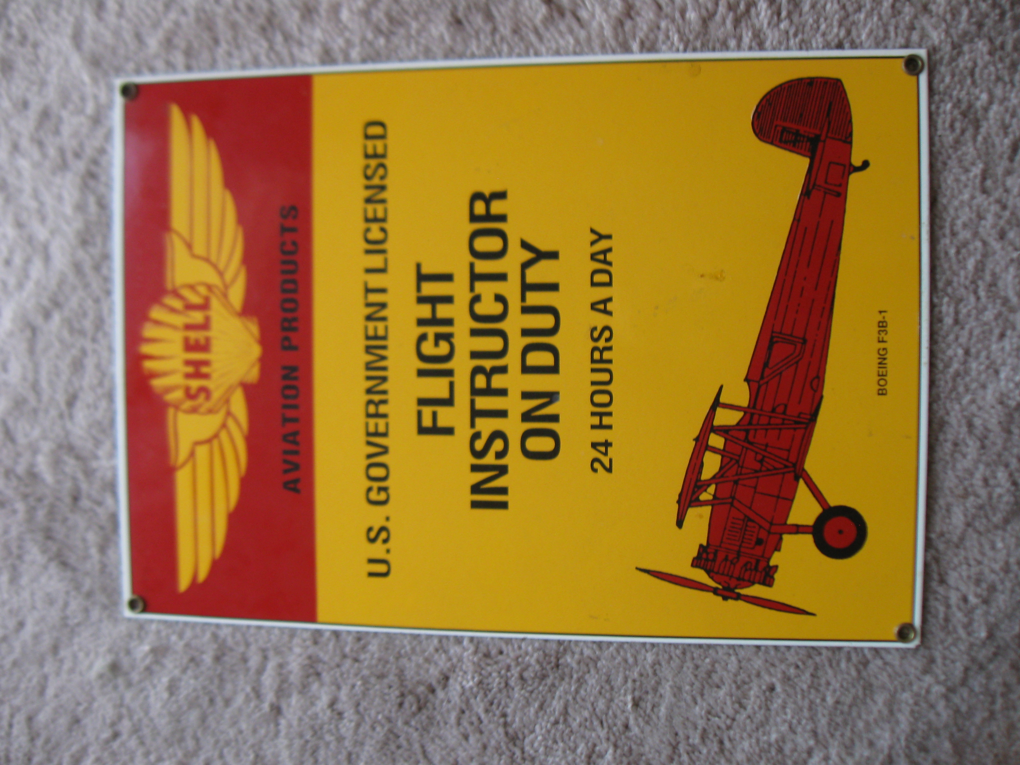Flight Instructor on Duty porcelain sign reproduction