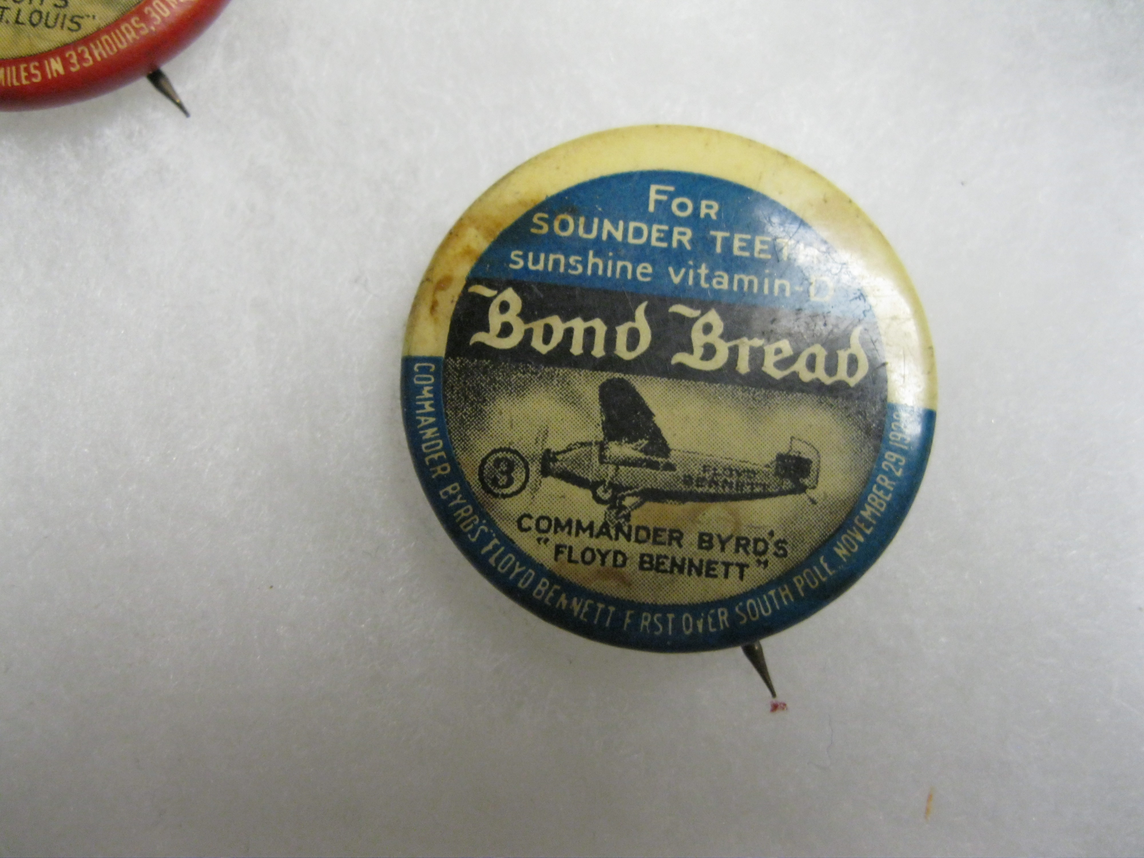 Bond Bread #3 pin Commander Bird's Floyd Bennett