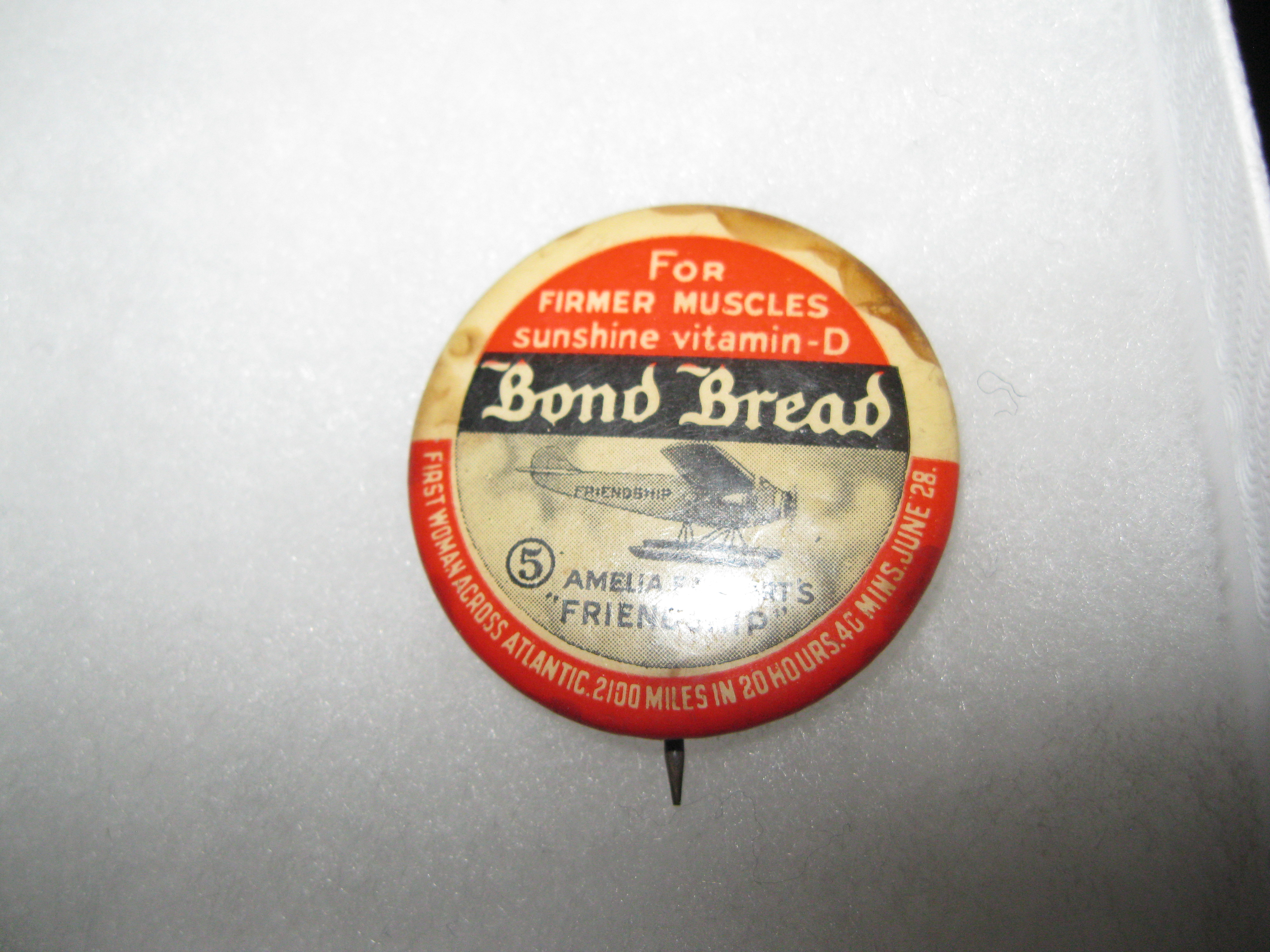 Bond Bread #5 pin Amelia Earhart's Friendship