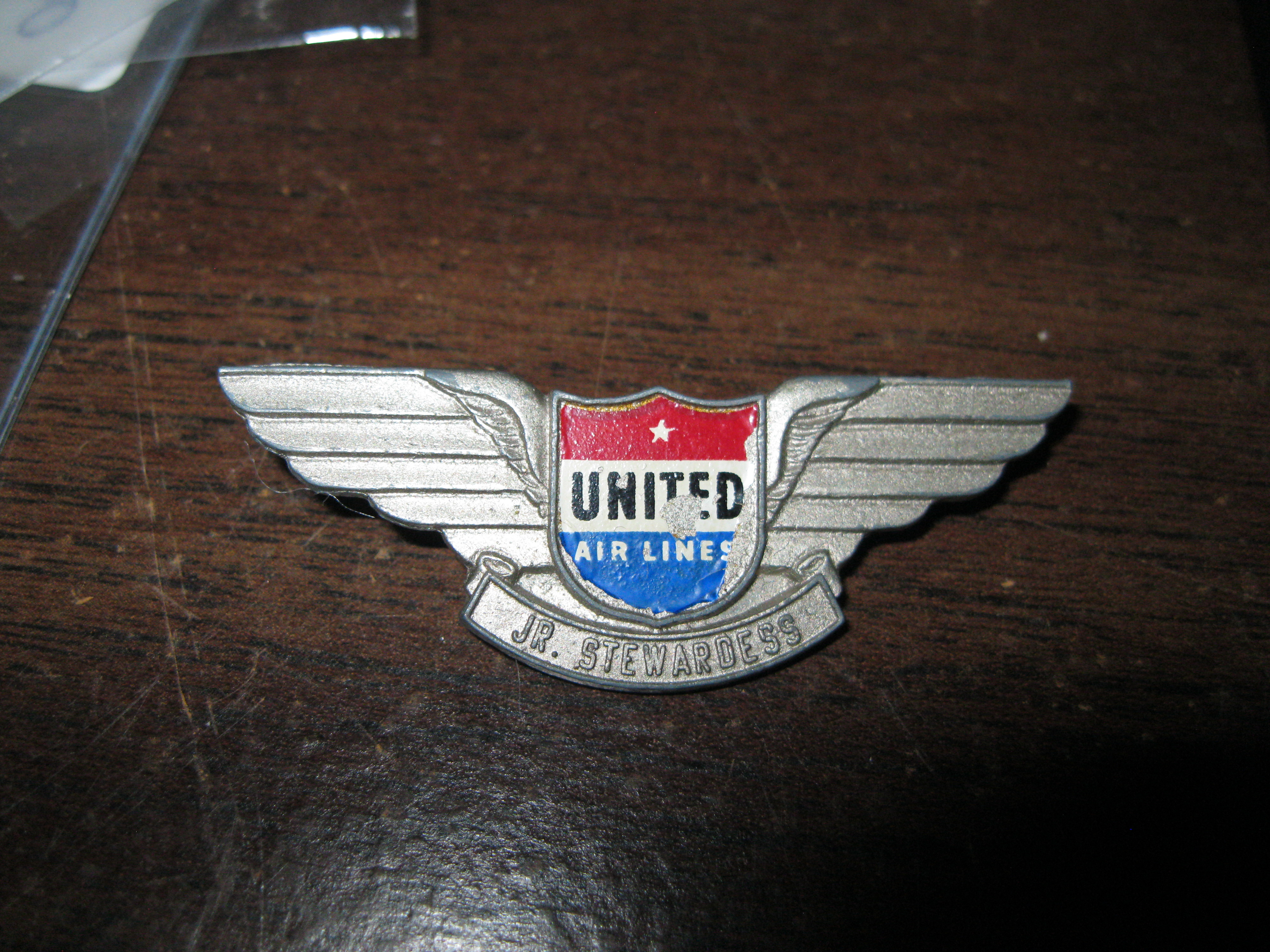 United Air lines Jr. Stewardess larger metal wings