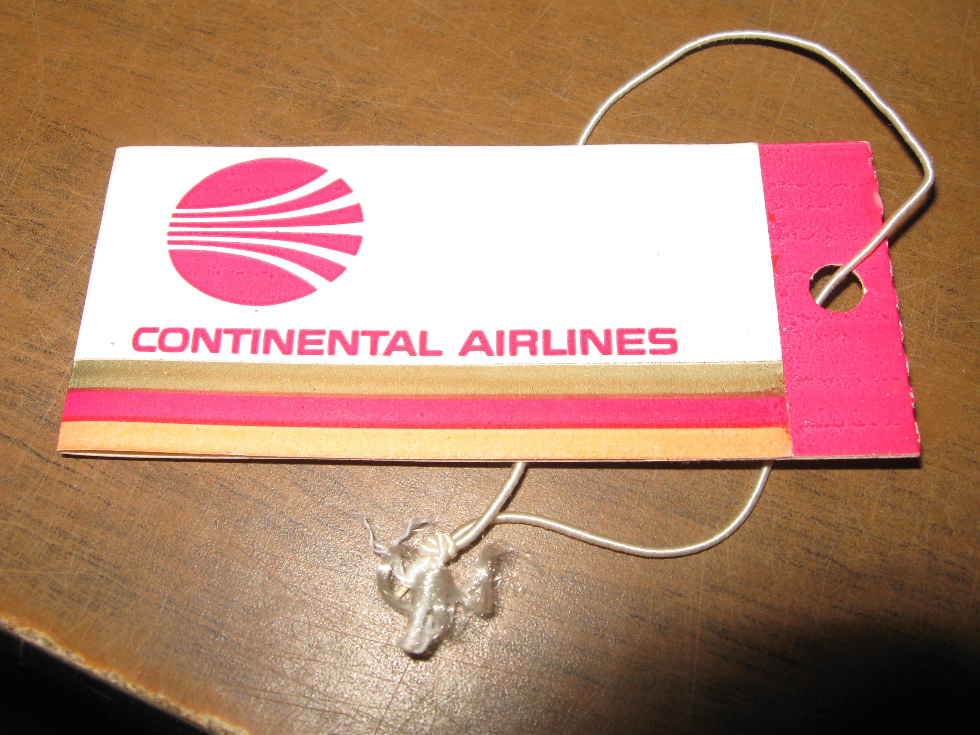 Continental Airlines baggage tag
